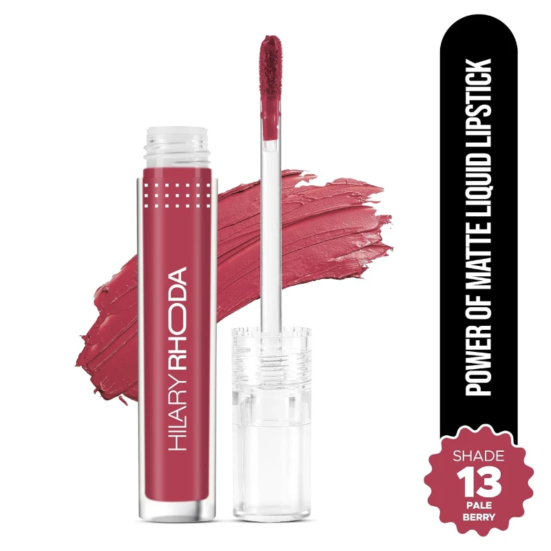 Hilary Rhoda Power Of Matte Liquid Lipstick | Buildable Colour | Long Lasting & Matte Finish | Lightweight & Non-Drying Formula | Smudge Proof & Non-Transferable | 3ml (Pale Berry - Shade 13) - Thumbnail 2